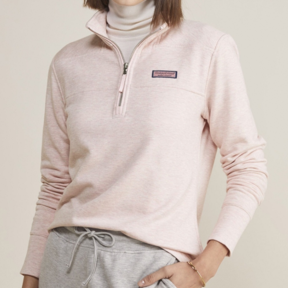 Vineyard Vines Dreamcloth Half Zip Pink Heather Shep Shirt with sparkle size S